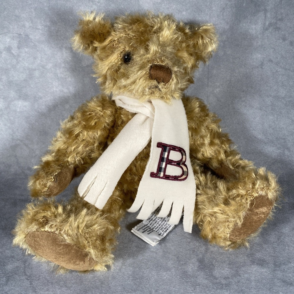 Burberry Fragrance Teddy Bear "B" Logo Scarf Stuffed Animal by Russ Berrie Plush